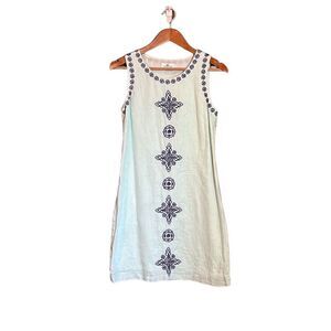 Vineyard Vines embroidered 100% linen shift dress. Size 4